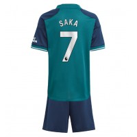 Camisa de Futebol Arsenal Bukayo Saka #7 Equipamento Alternativo Infantil 2023-24 Manga Curta (+ Calças curtas)